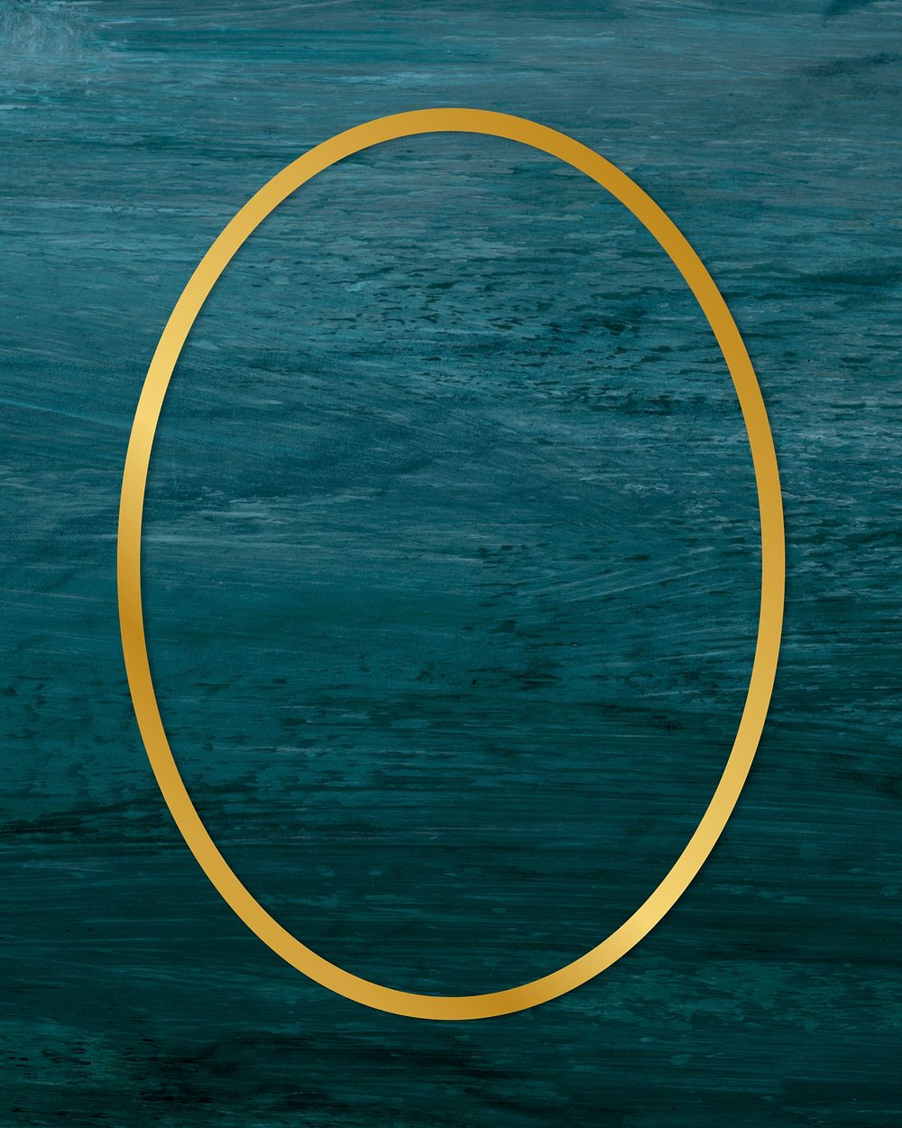 Gold oval frame on a blue brushstroke textured background