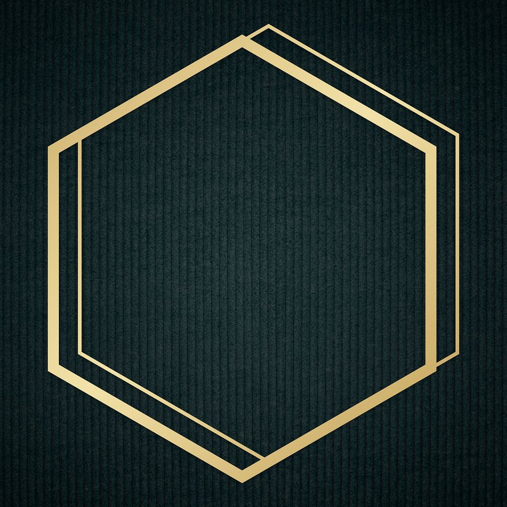 Gold hexagon frame on a background