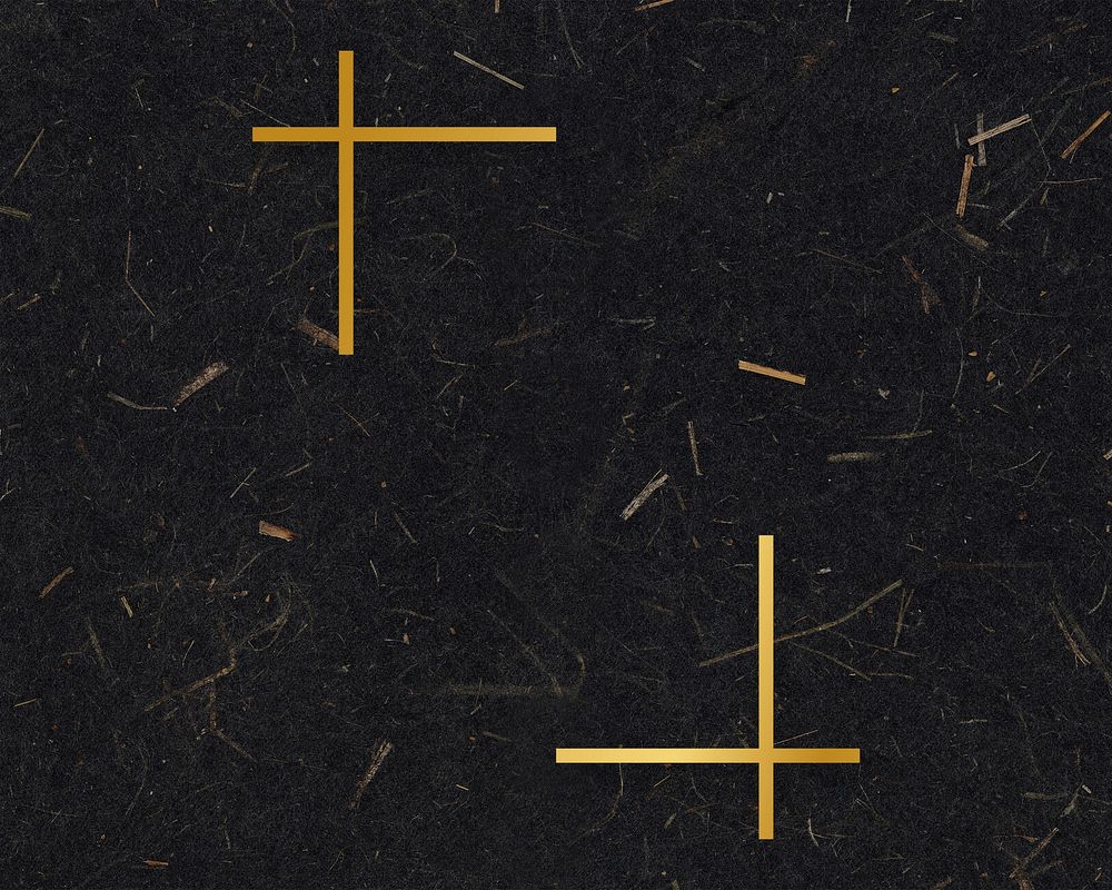 Gold frame on a  black mulberry paper textured background
