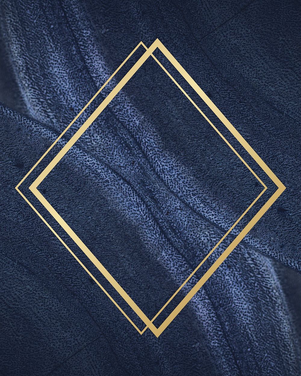 Golden framed rhombus on a blue textured stone