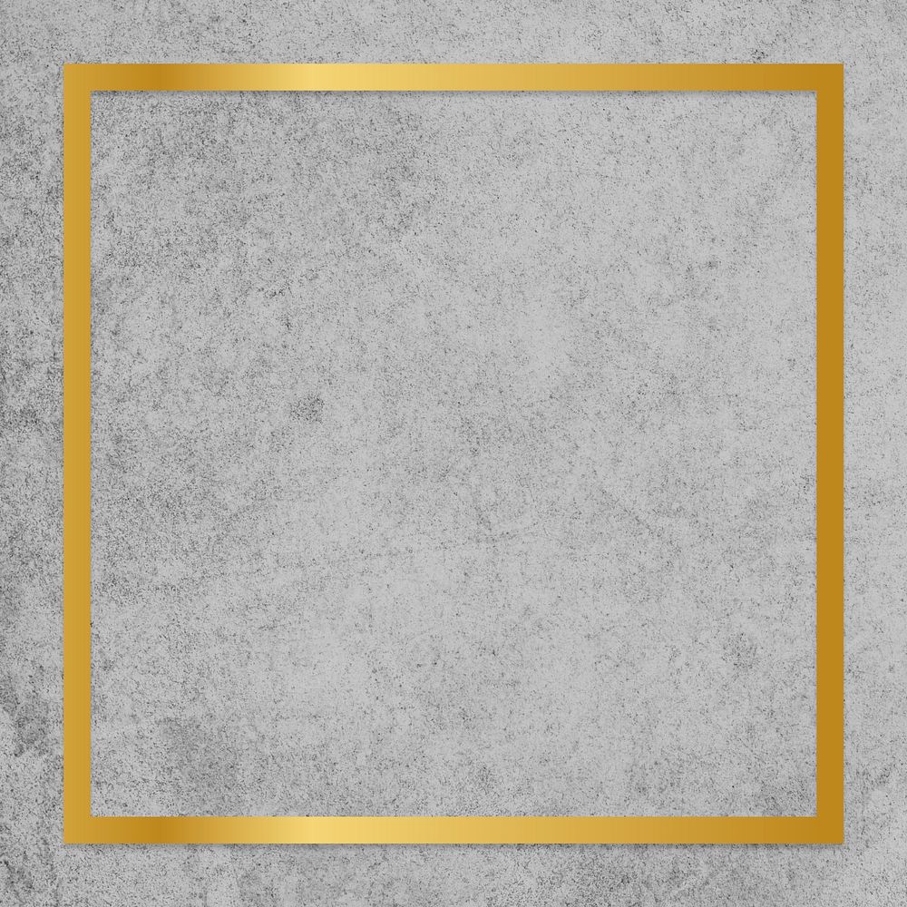 Gold square frame on a gray concrete textured background