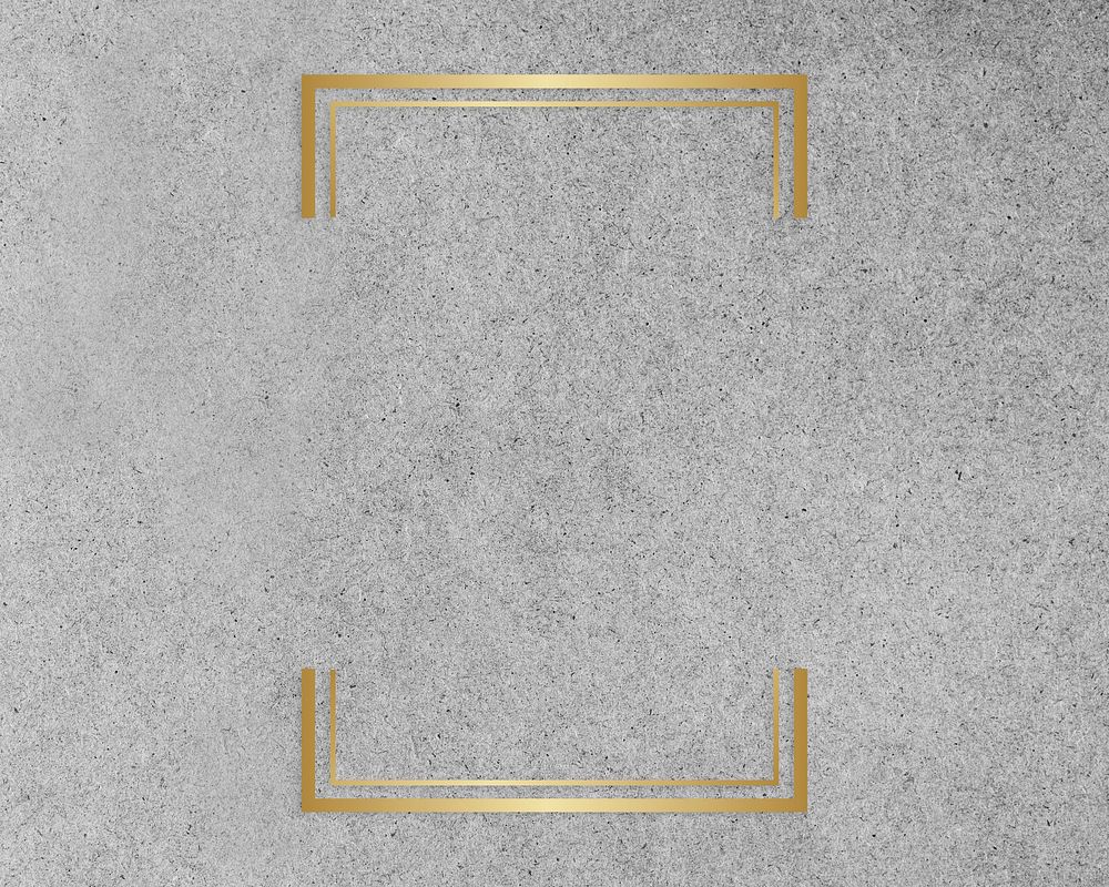 Gold rectangle frame on a gray concrete textured background