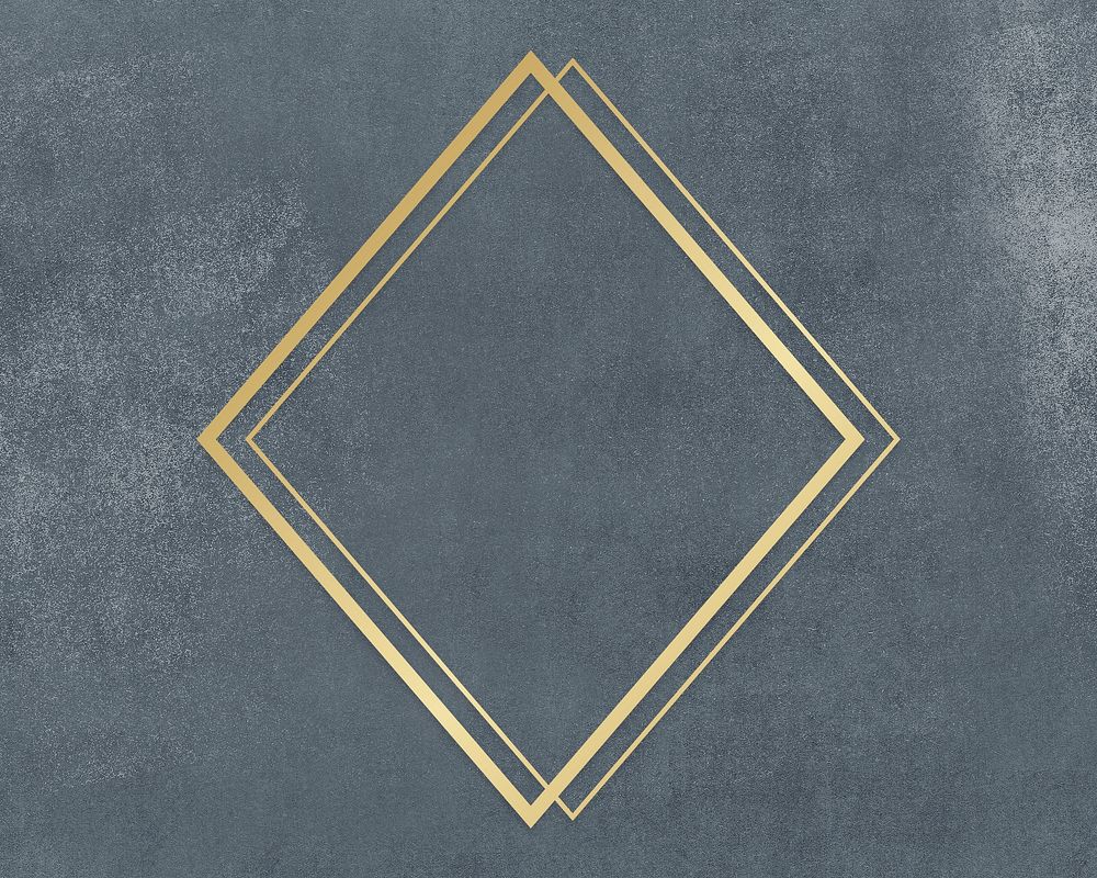 Gold rhombus frame on a gray concrete textured background