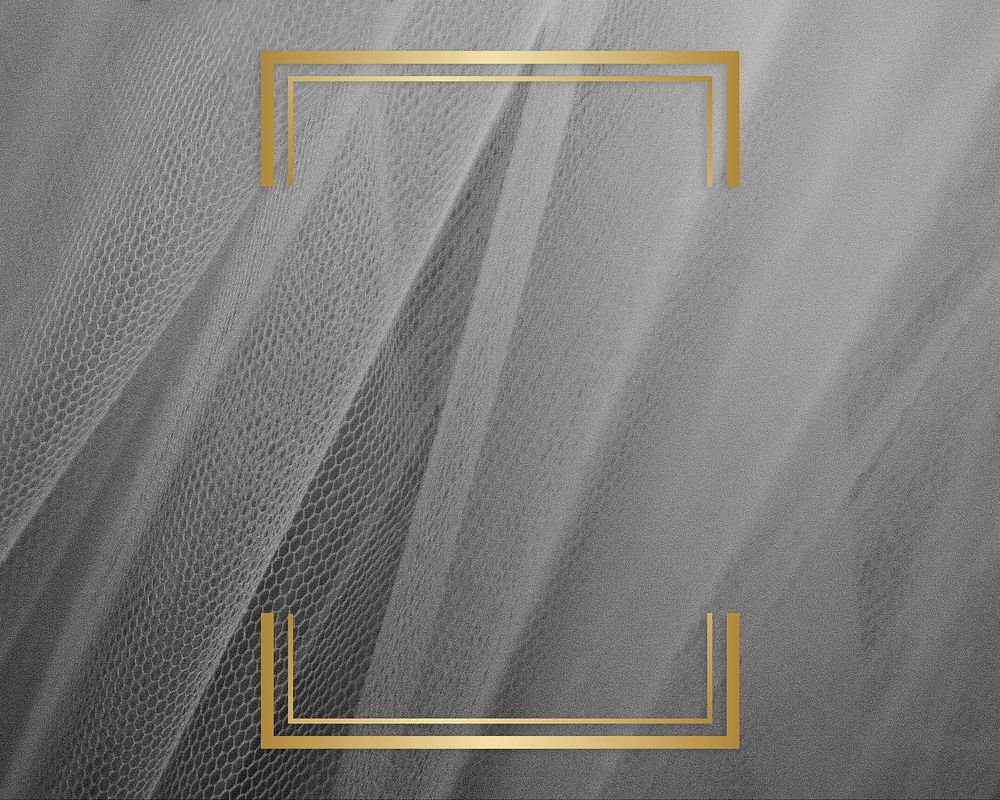 Golden frame on a gray fabric texture