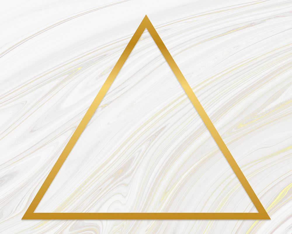 Golden framed triangle on a liquid marble texture