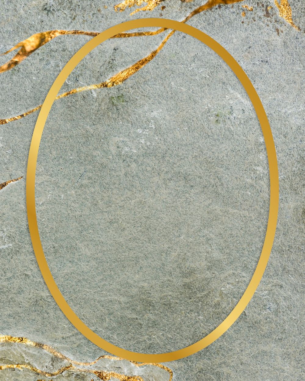 Golden framed oval on a marble textured illustration