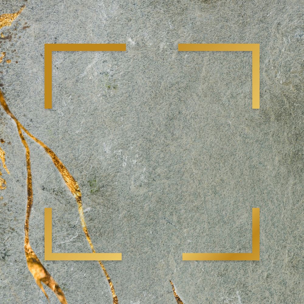 Golden framed square on a marble texture