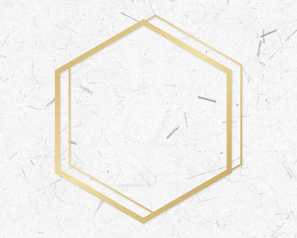 Golden framed hexagon on a paper texture