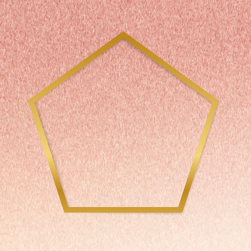 Gold pentagon frame on a rose gold background vector