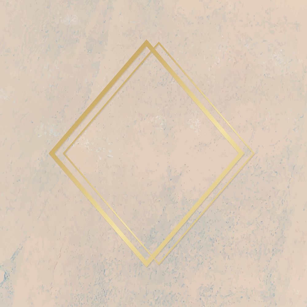 Gold rhombus frame on a rough beige background vector