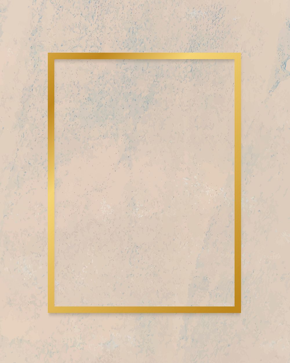 Gold rectangle frame on a rough beige background vector