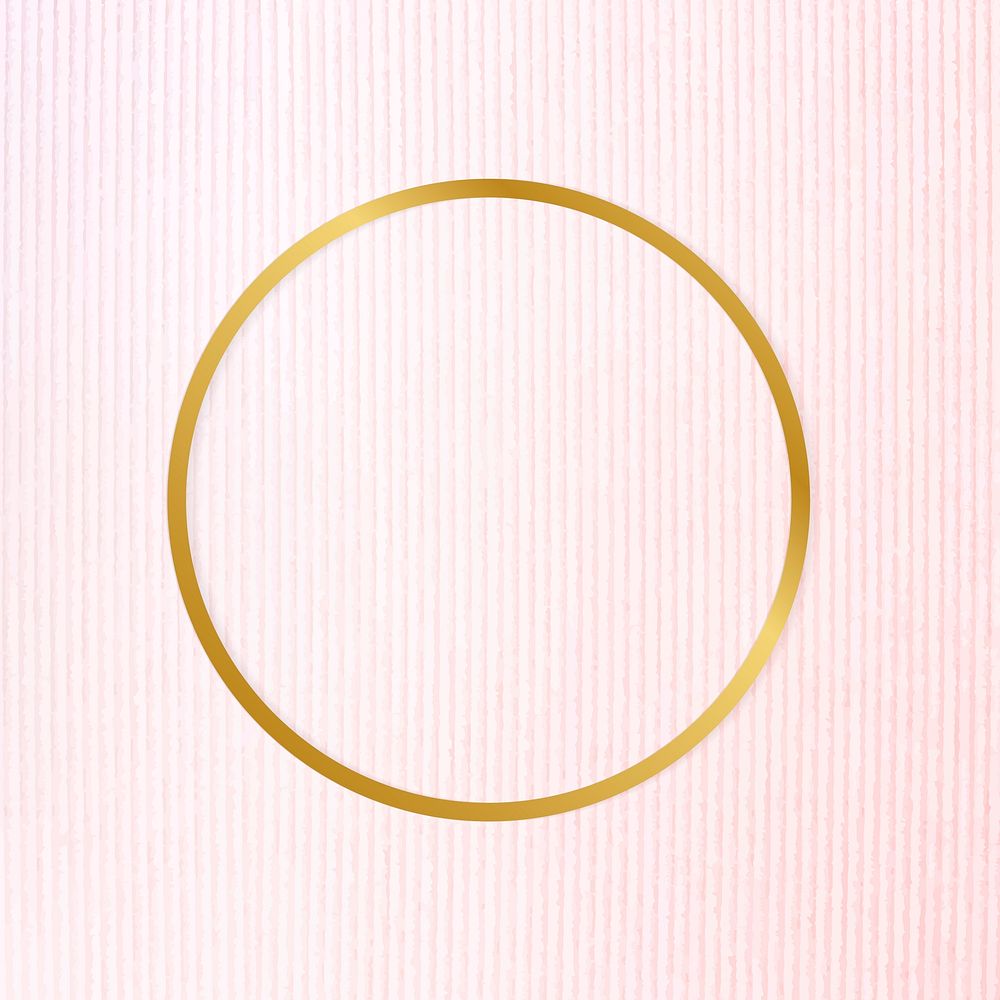 Gold round frame on a pinkish blue fabric background vector