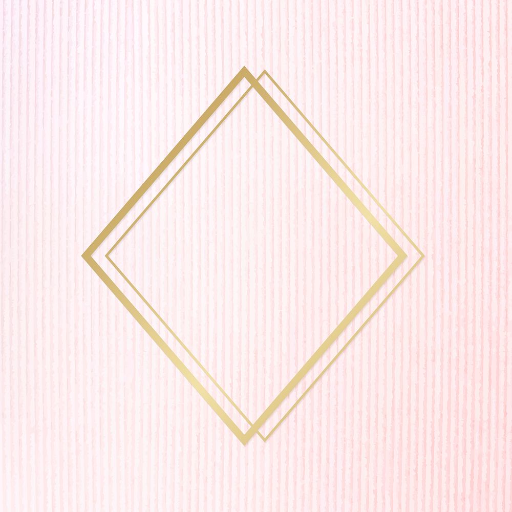 Gold rhombus frame on a pinkish blue fabric background vector