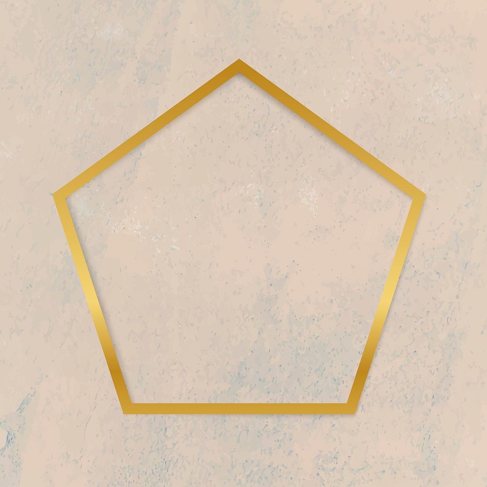 Gold pentagon frame on a rough beige background vector