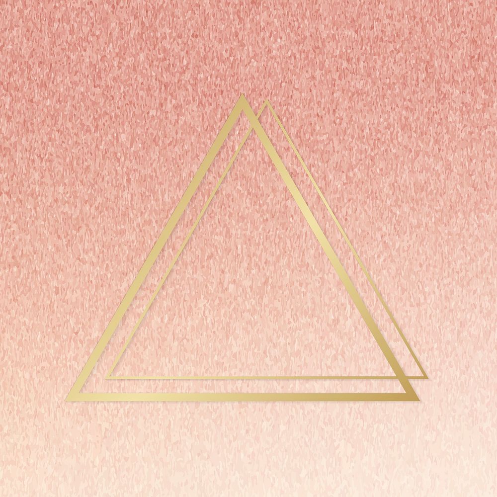 Gold triangle frame on a rose gold background vector
