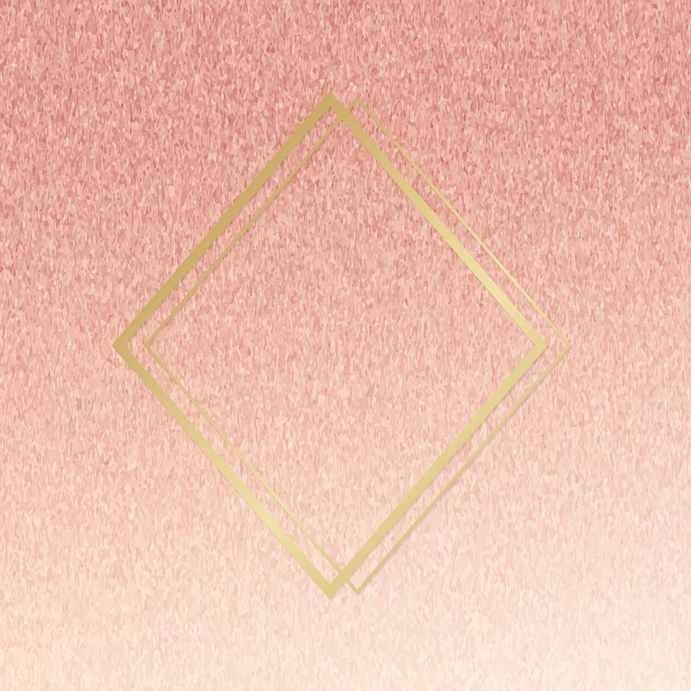 Gold rhombus frame on a rose gold background vector
