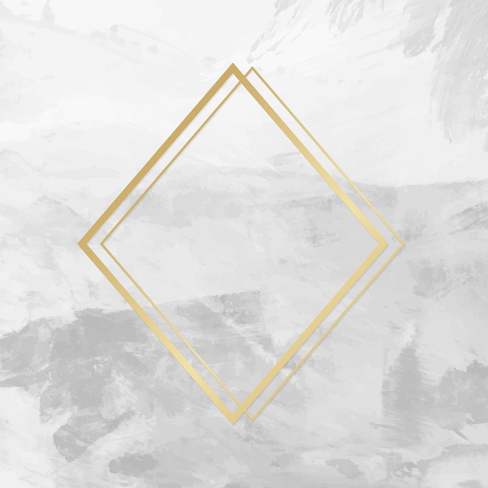 Gold rhombus frame on a gray concrete textured background vector