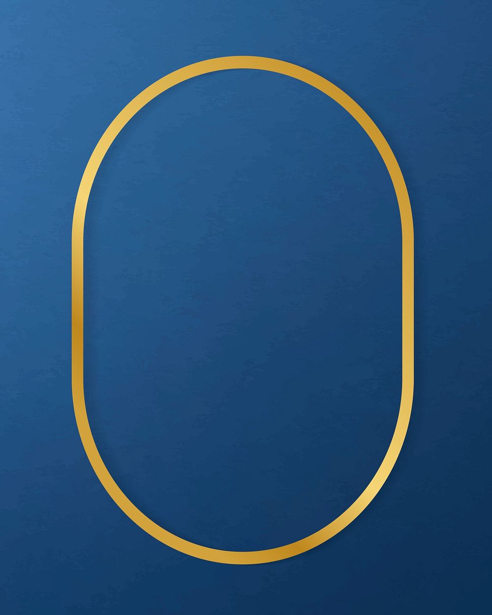 Gold oval frame on a plain blue background vector