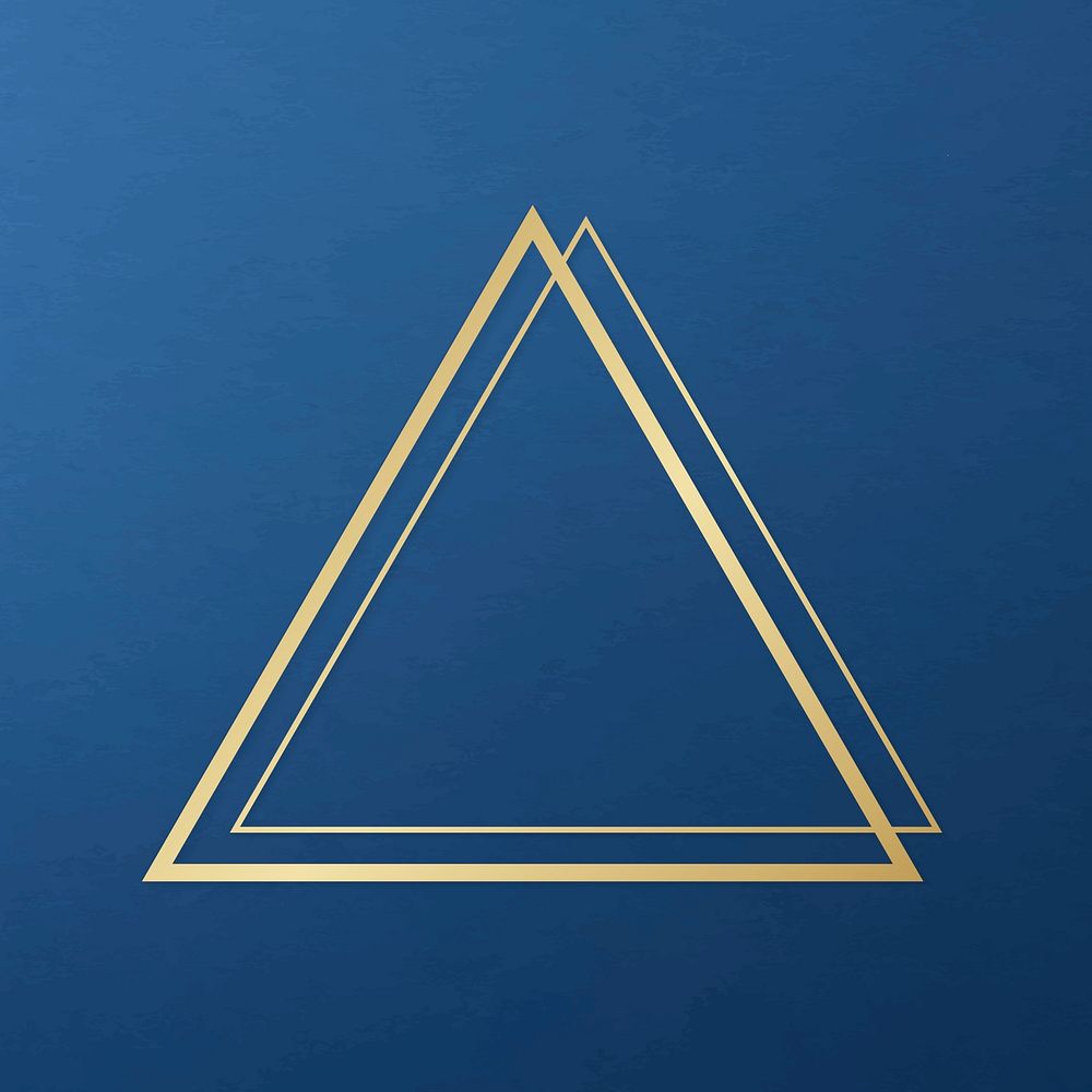 Gold triangle frame on a plain blue background vector