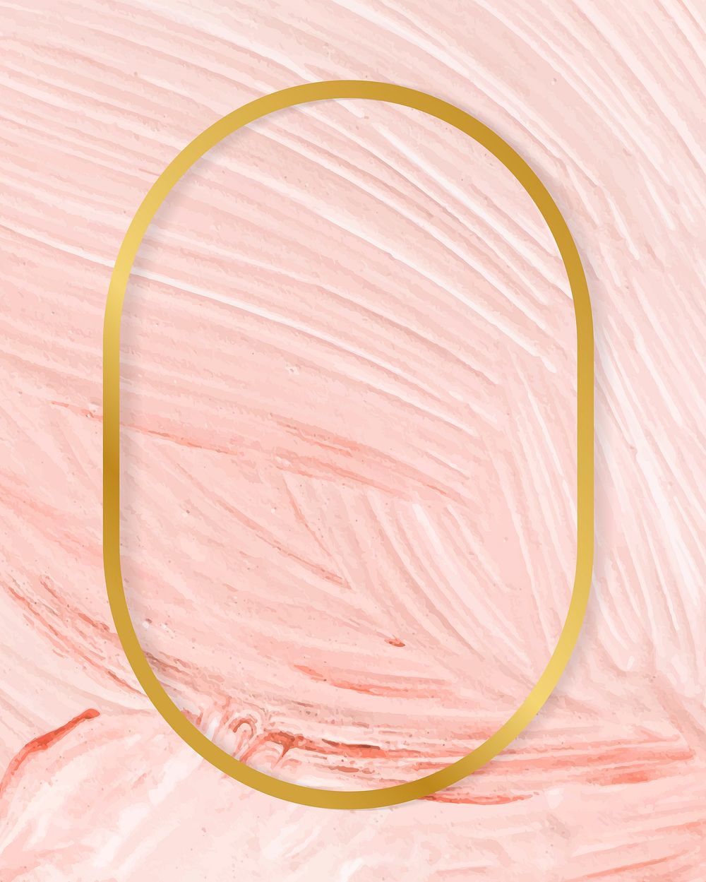 Gold oval frame on a pastel pink paintbrush stroke patterned background vector