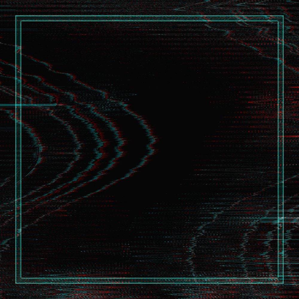 Square frame on glitch effect psd background