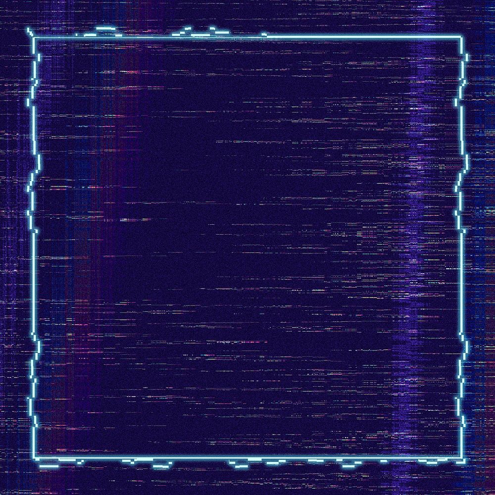 Square frame on indigo glitch effect psd