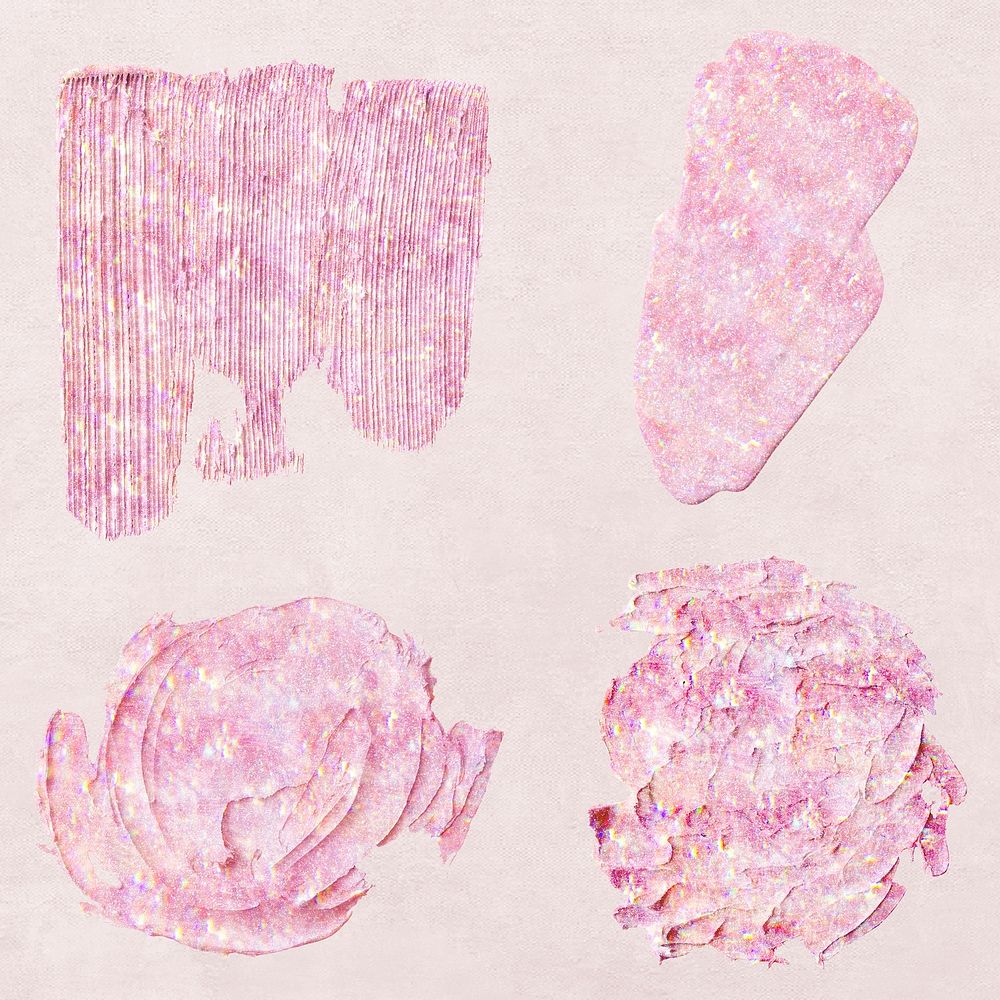 Pink glitter psd brush stroke collection