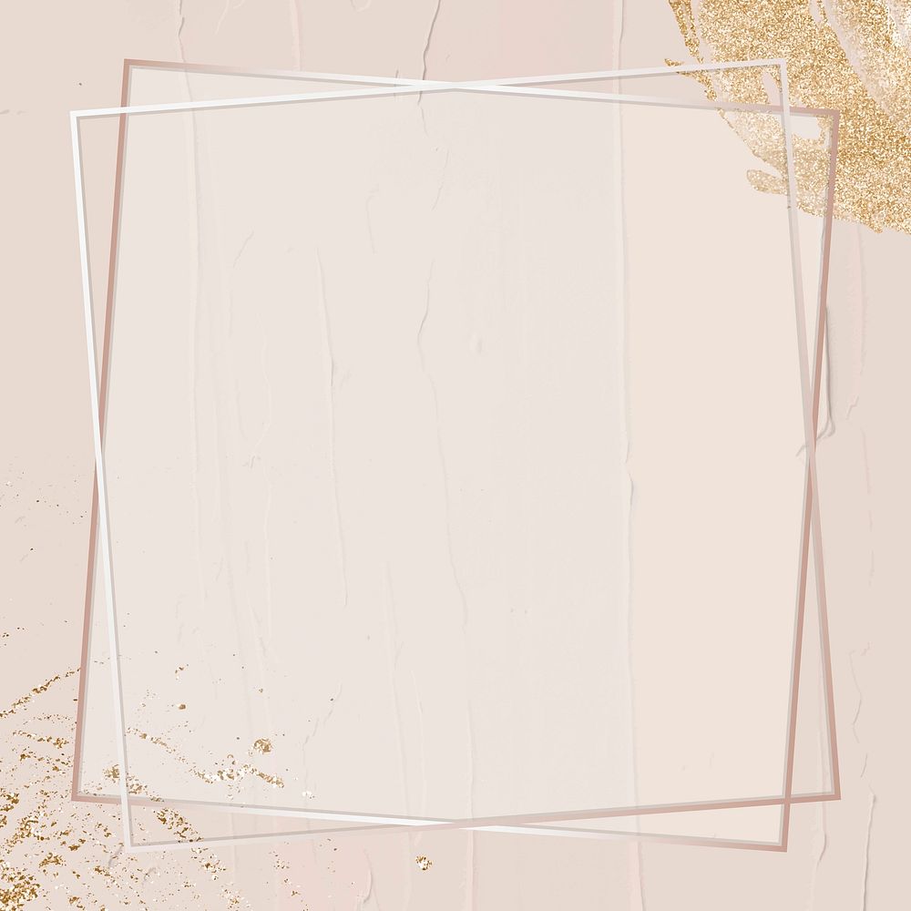 Metallic border frame vector on pastel pink background