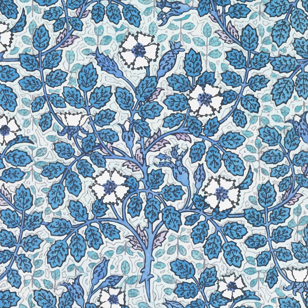 Art nouveau wild roseflower pattern background vector