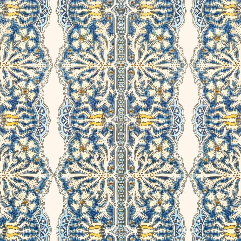 Art nouveau geranium flower pattern background vector
