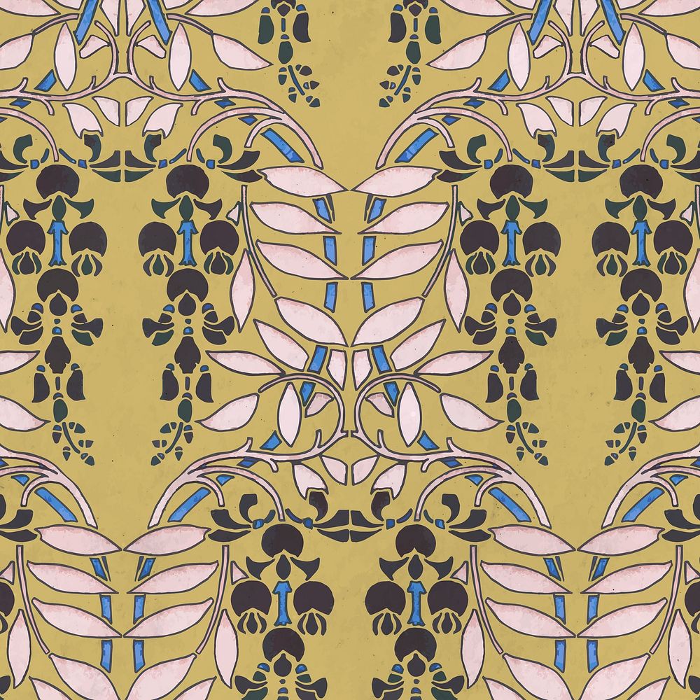 Art nouveau wisteria flower pattern background