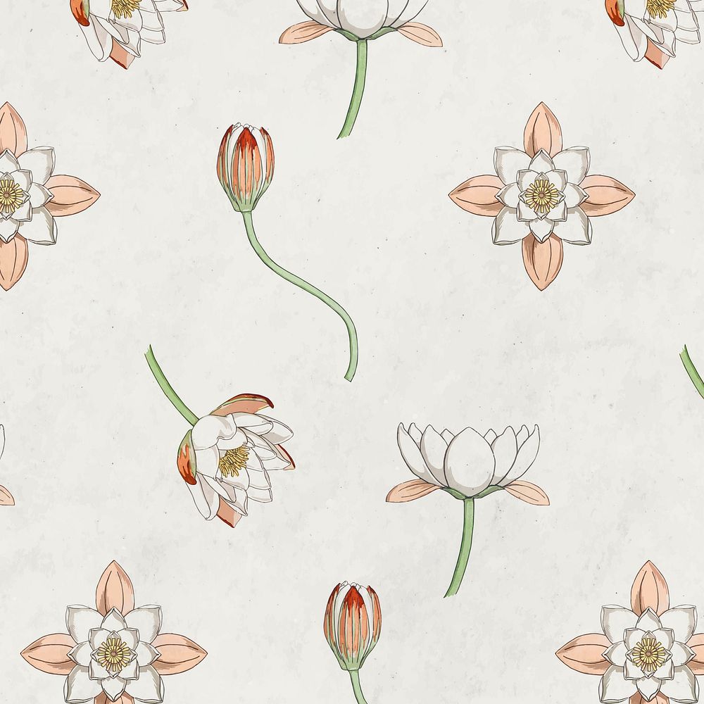 Vintage water lily flower pattern background