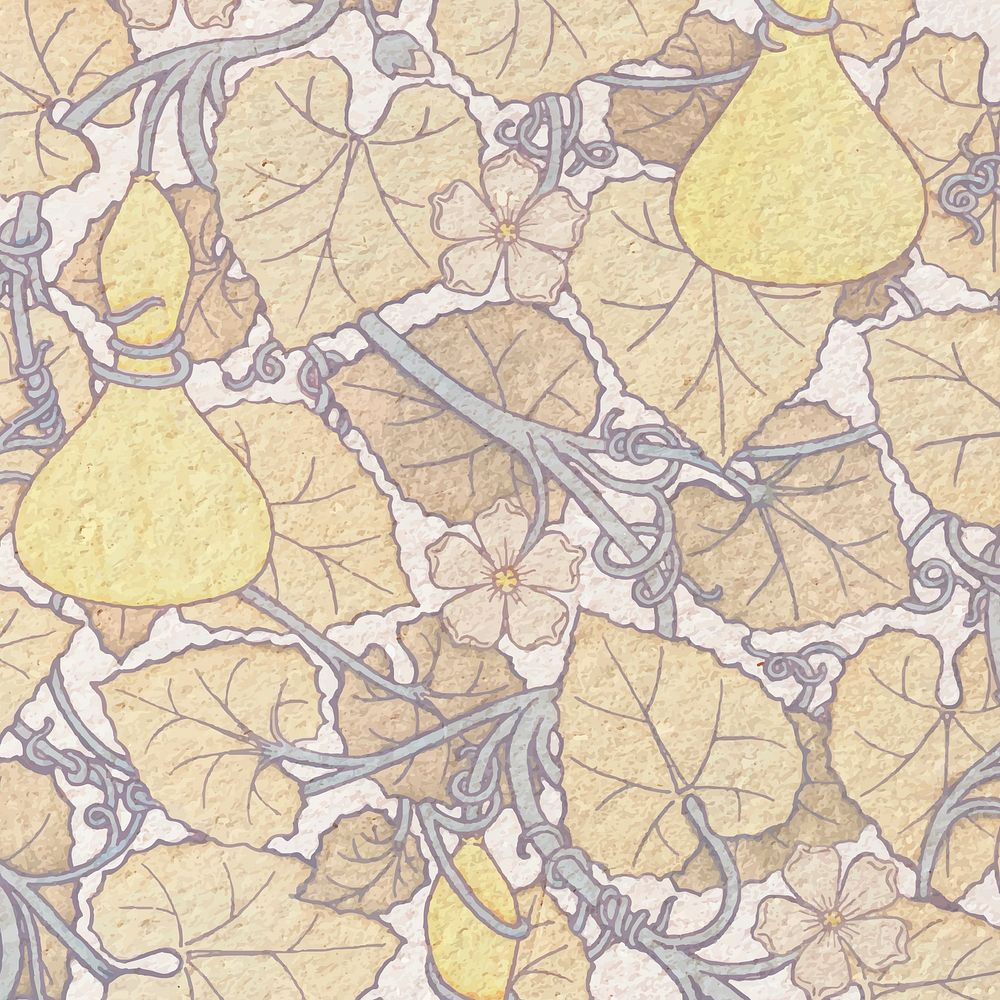 Art nouveau white&ndash;flowered gourd flower pattern background vector