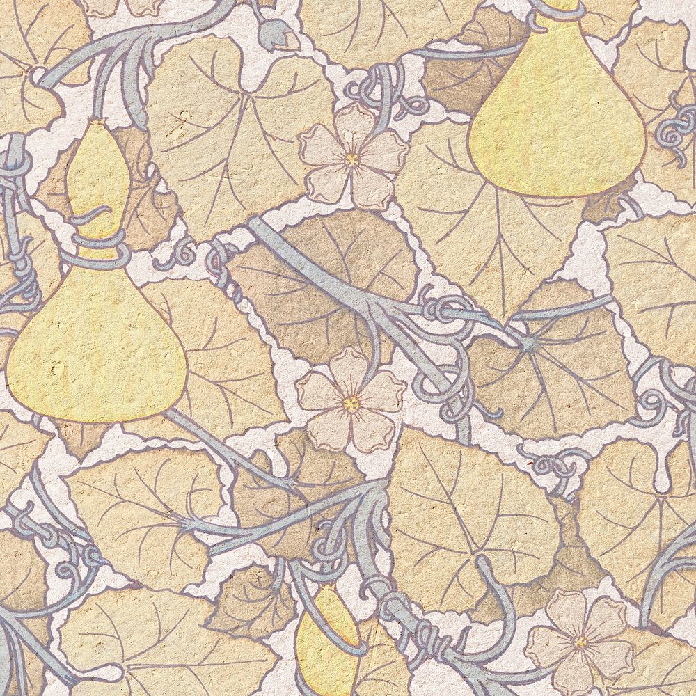 Art nouveau white&ndash;flowered gourd flower pattern background