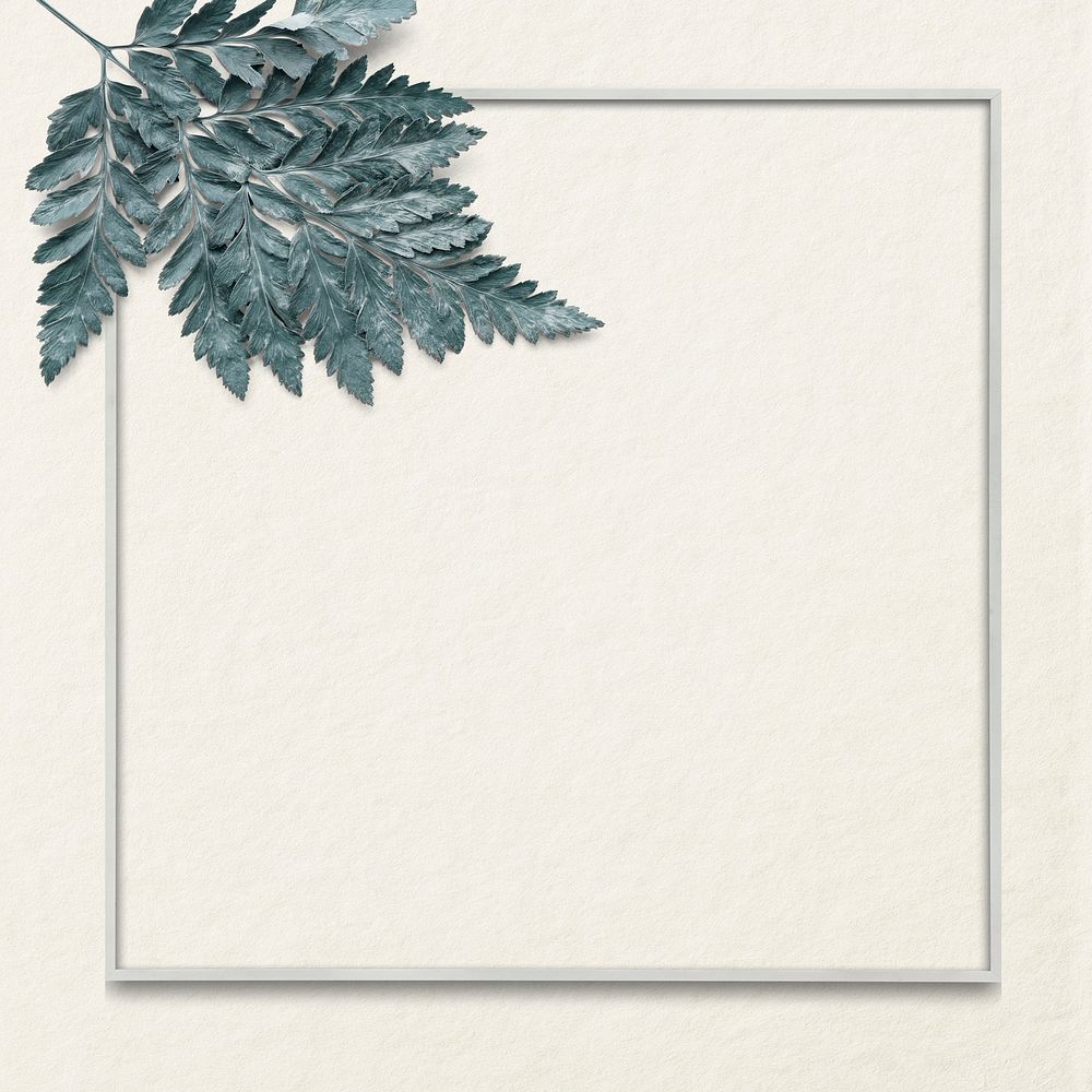 Leafy silver frame psd beige background