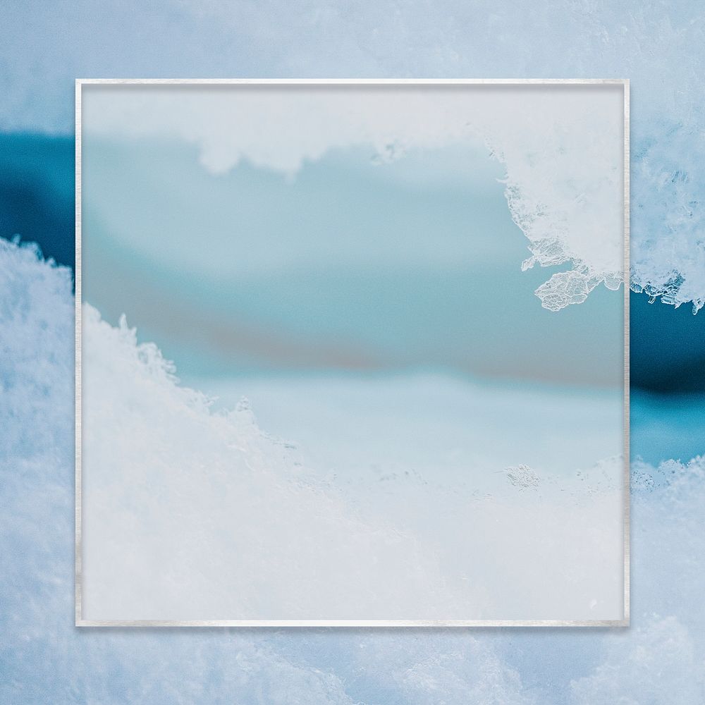 Psd silver frame snow background