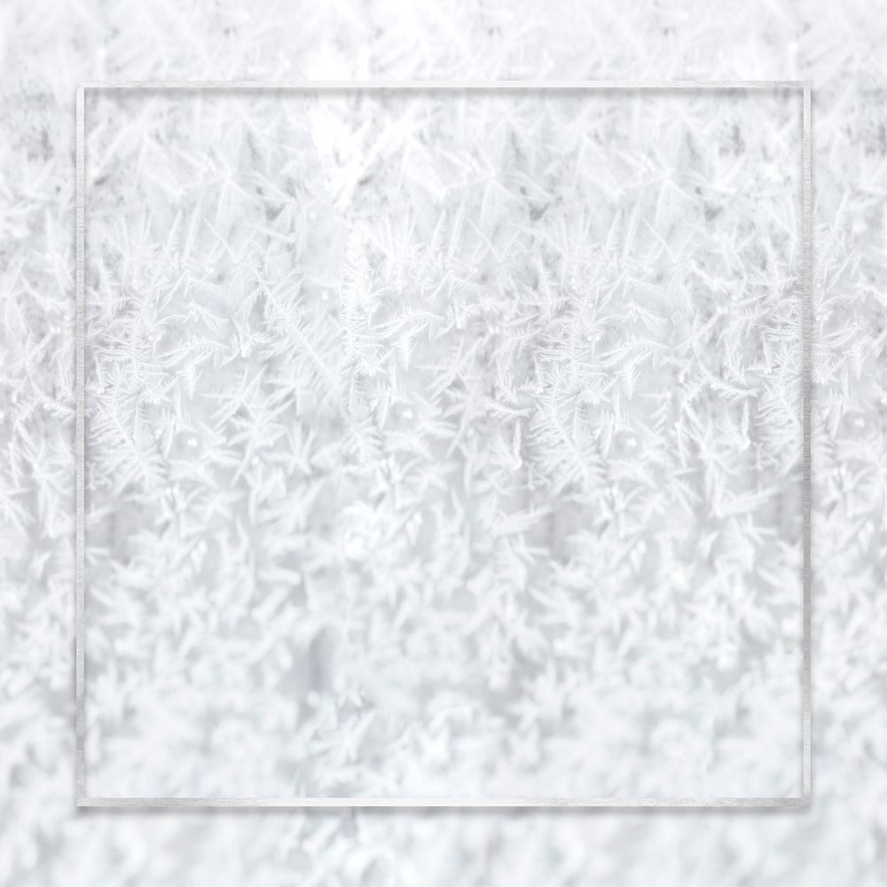 White ice flake psd background with frame