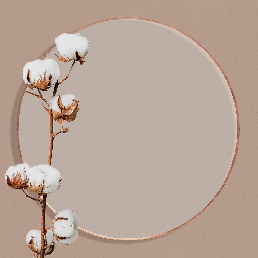 Dried cotton flower frame metallic design