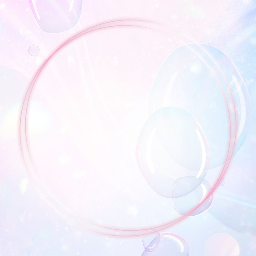 Round holographic bubble frame psd pastel