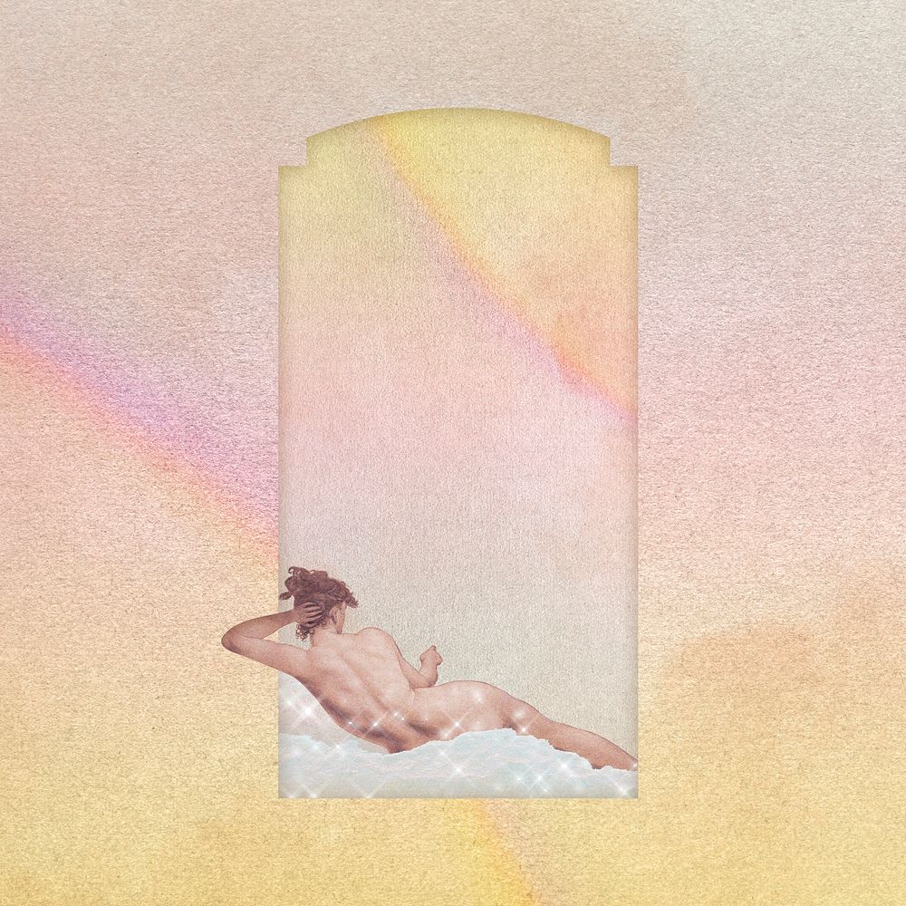 Nude woman frame psd vintage background