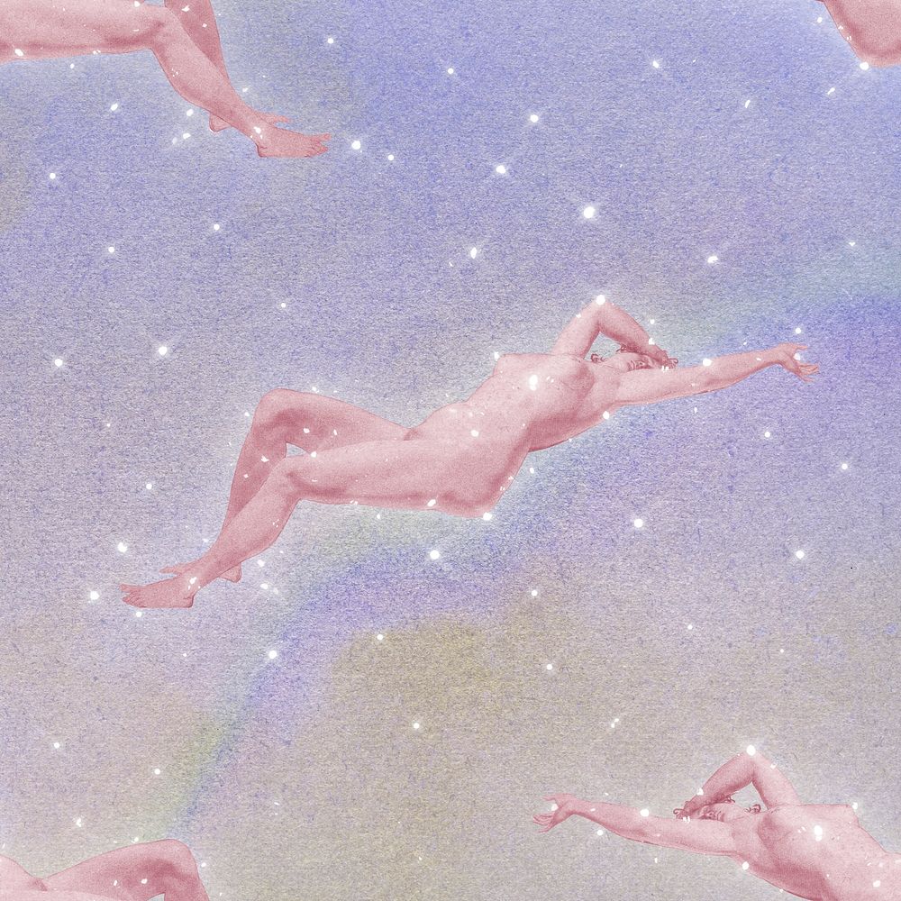 Nude lady seamless pattern glitter background