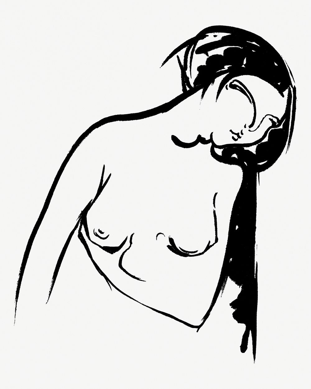 Vintage naked woman drawing psd