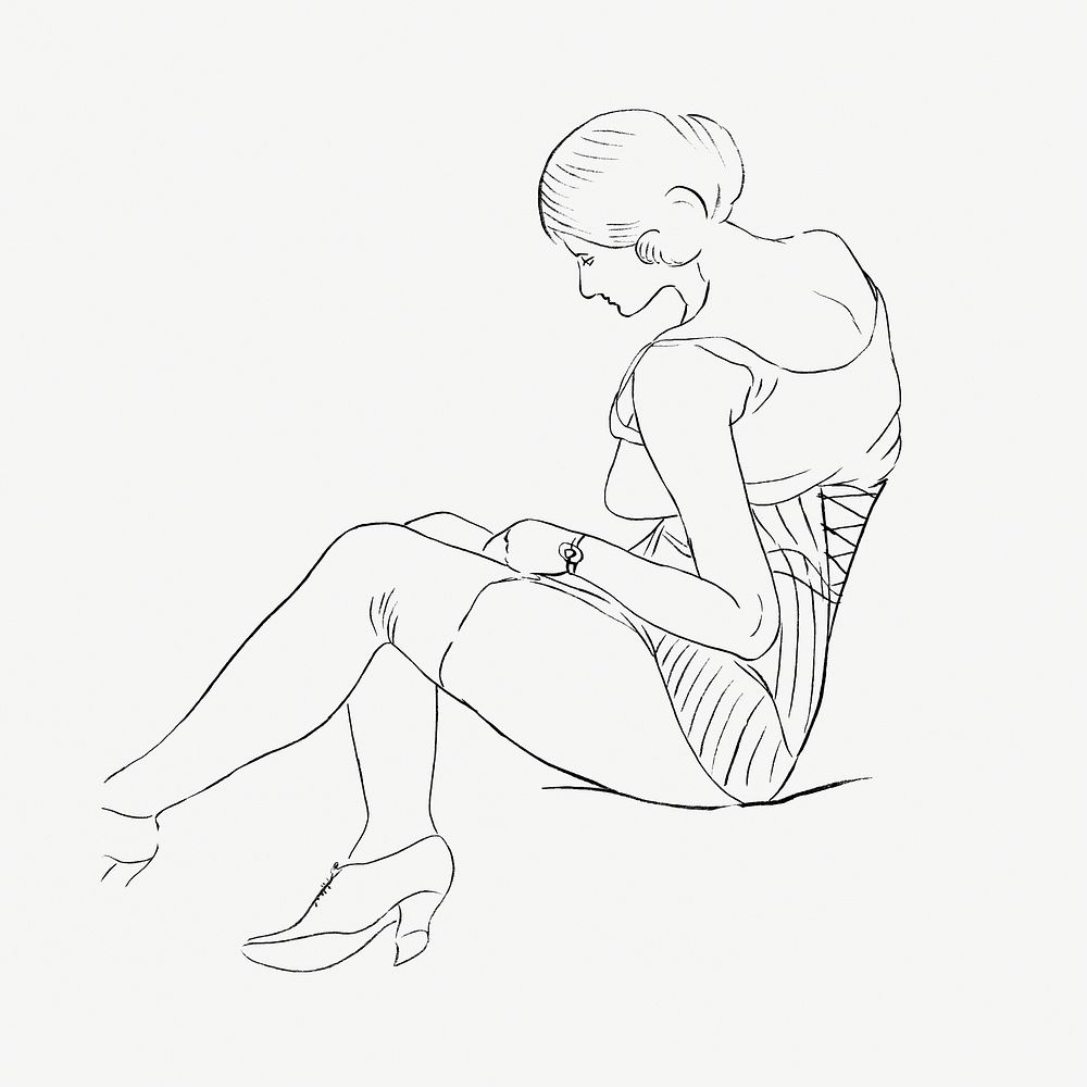 Sitting woman psd sketch