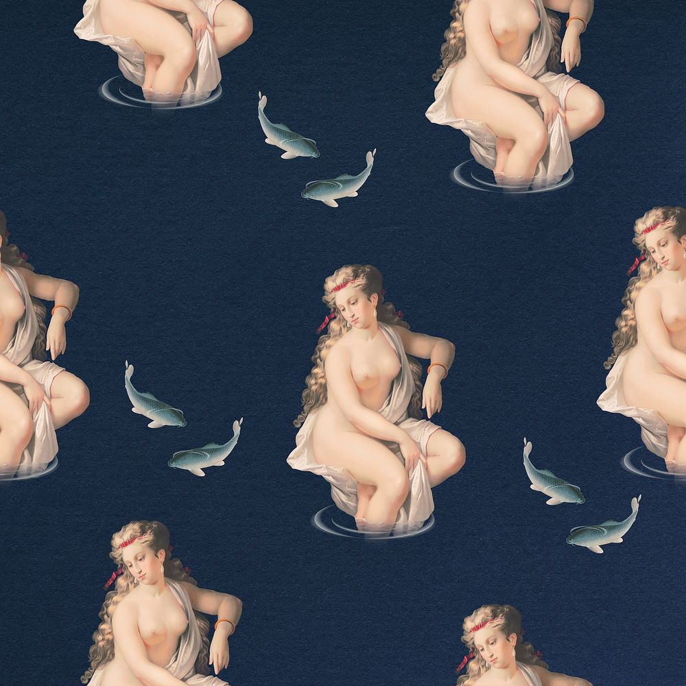 Psd woman nude art pattern dark background