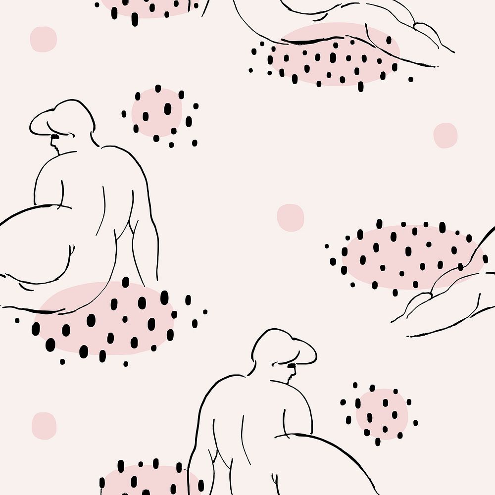 Lying nude women patterned vector background