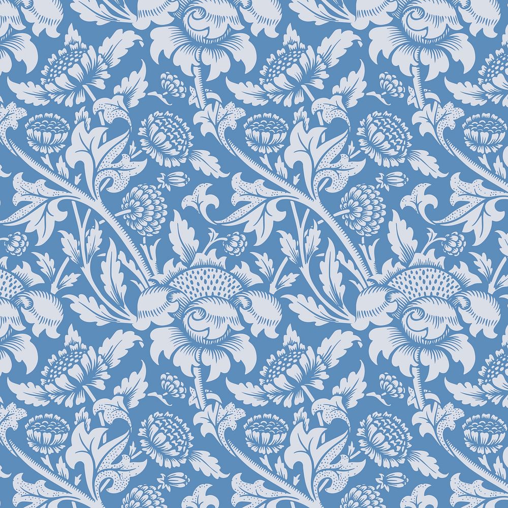Floral ornament blue seamless pattern background vector