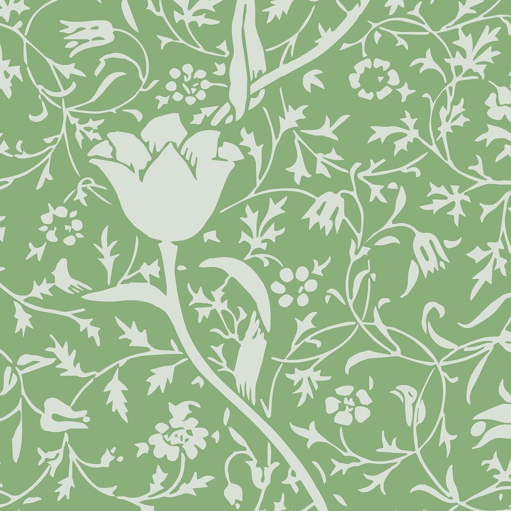 Vintage tulip pattern green background
