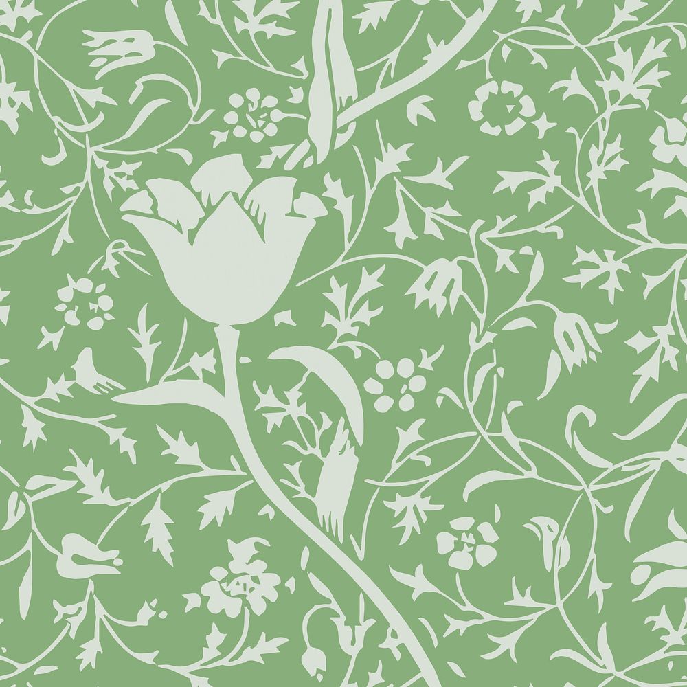 Vintage  green floral ornament seamless pattern background vector