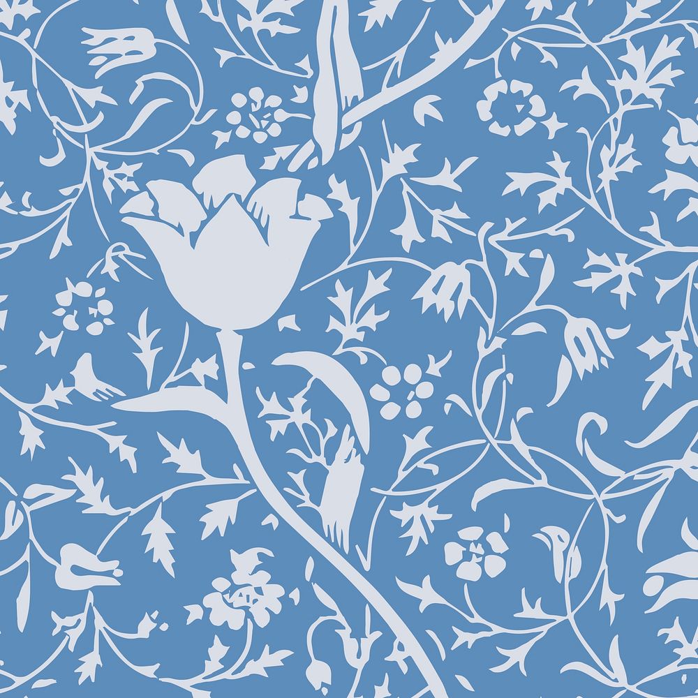 Vintage tulip ornament pattern blue background
