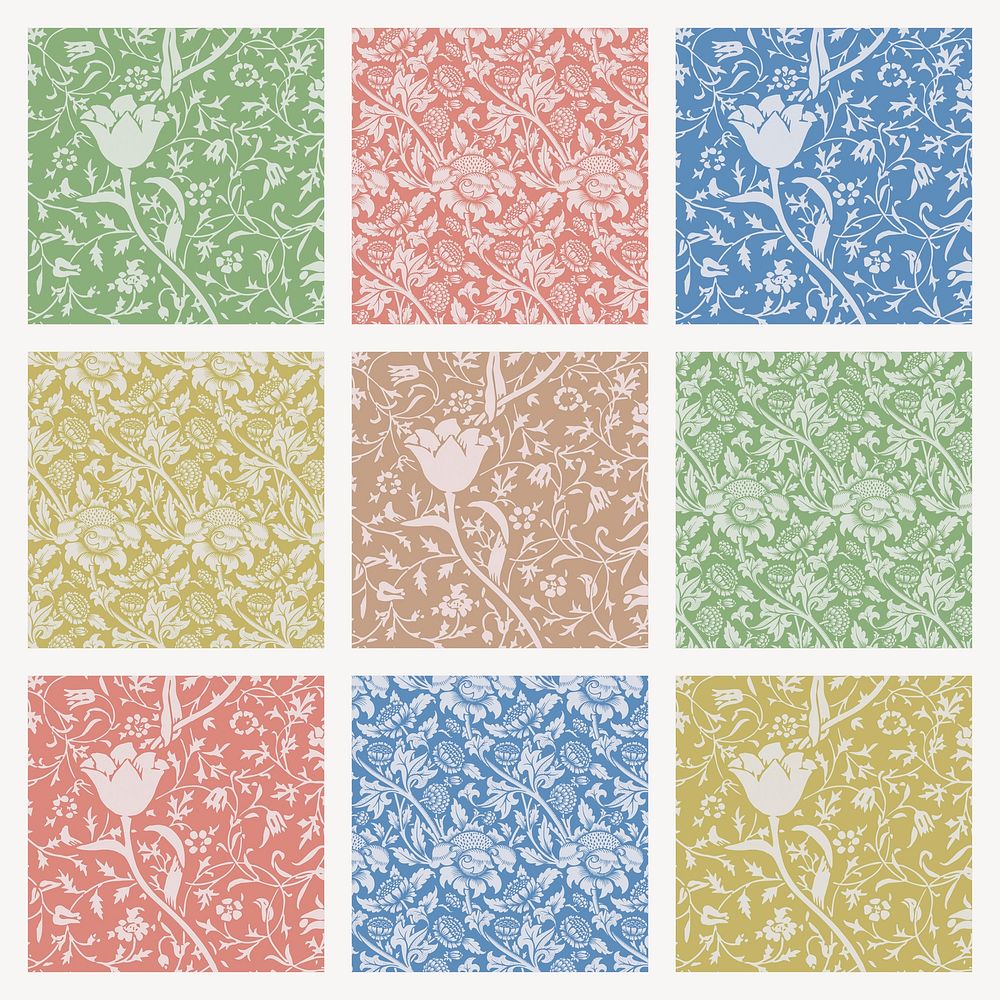 Nature ornament seamless pattern background vector set